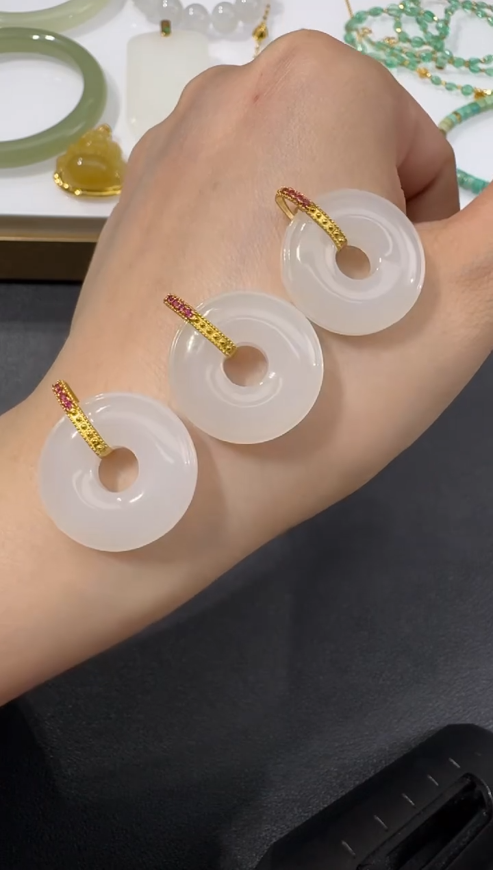 【闪购商品】和田玉吊坠18K金镶嵌H0220-S3793-317多样性一件