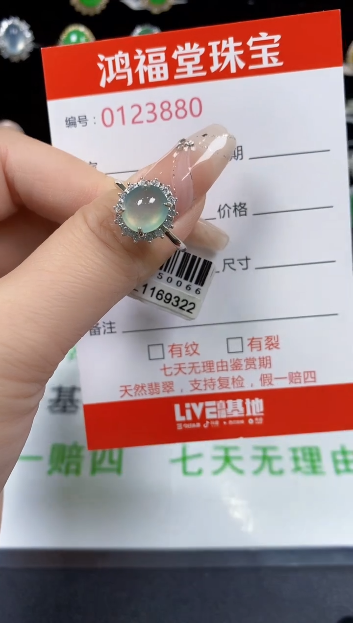 翡翠戒指银S925镶嵌3880