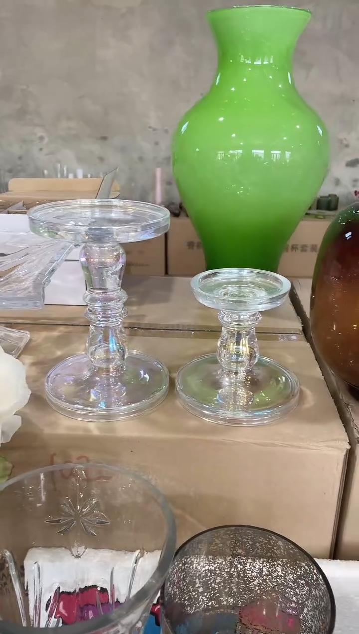 【闪购商品】无铅玻璃烛台大号+小号