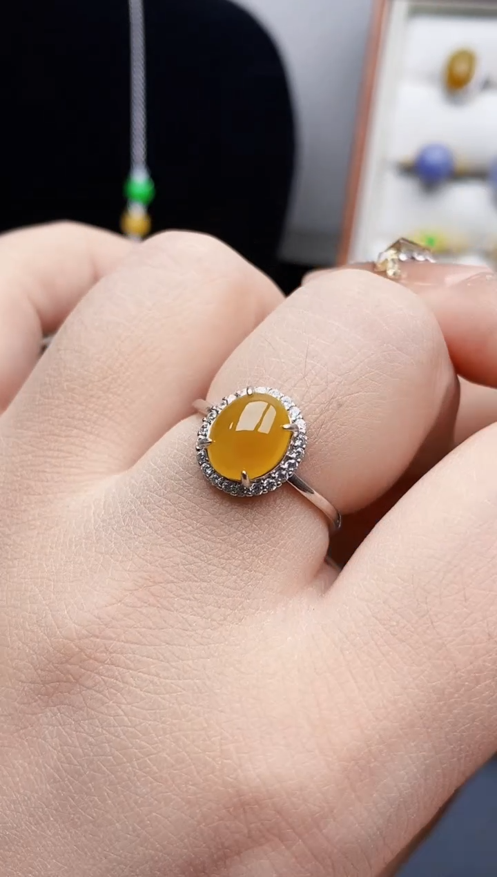 银S925镶嵌戒指翡翠0128