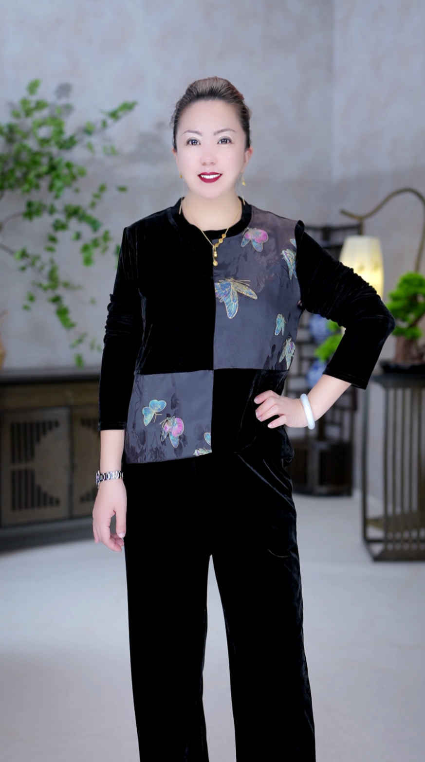 3【MIAOCI】86123时尚气质款洋气显瘦拼色圆领小衫