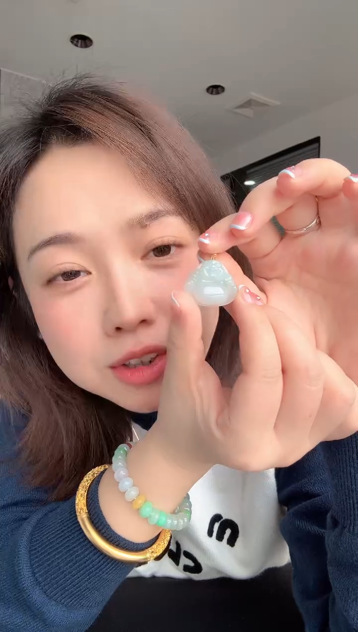 吊坠(不含链)18K金镶嵌翡翠1号佛公吊坠 多样性发1