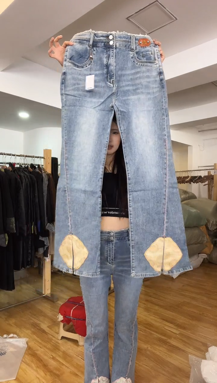 M码      100-110斤 牛仔裤  黄色