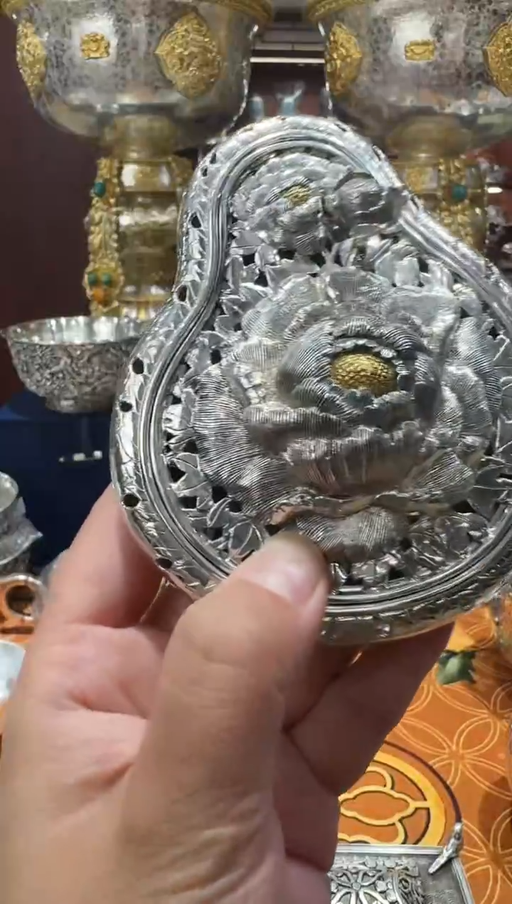 全手工经典牡丹大师工足银999