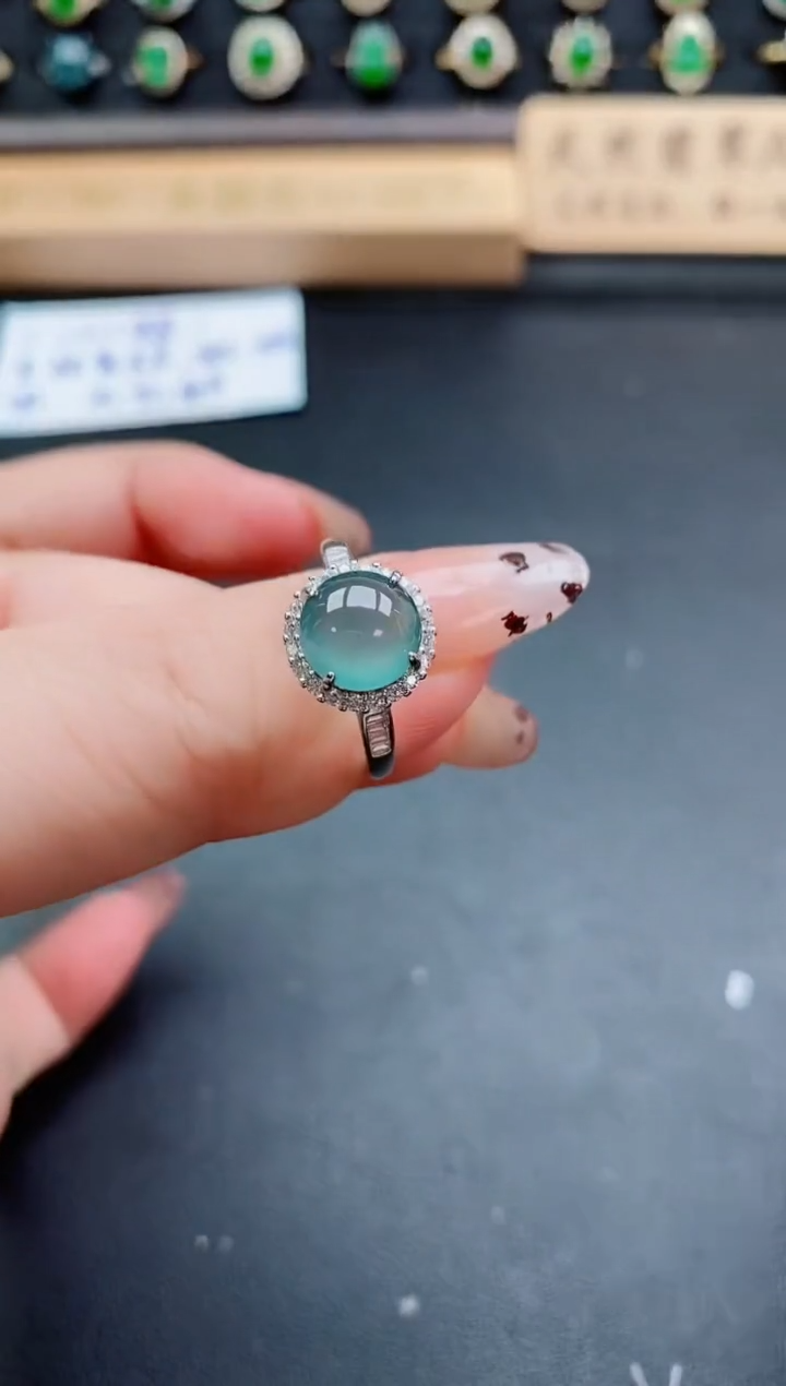 银S925镶嵌戒指翡翠1
