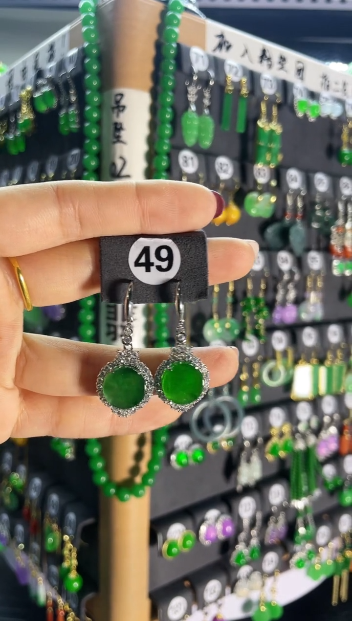 【闪购商品】翡翠耳饰银S925镶嵌49   