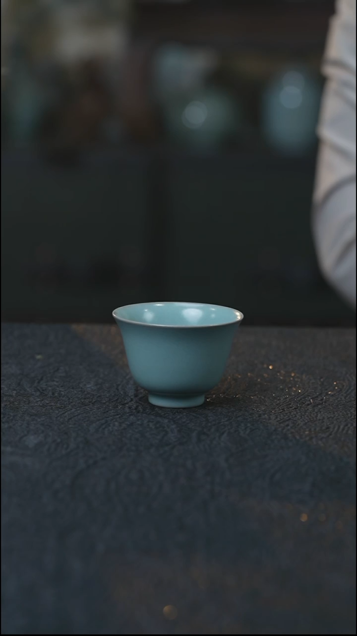  铃铛品茗杯 汝瓷 （拾汝）（天青）