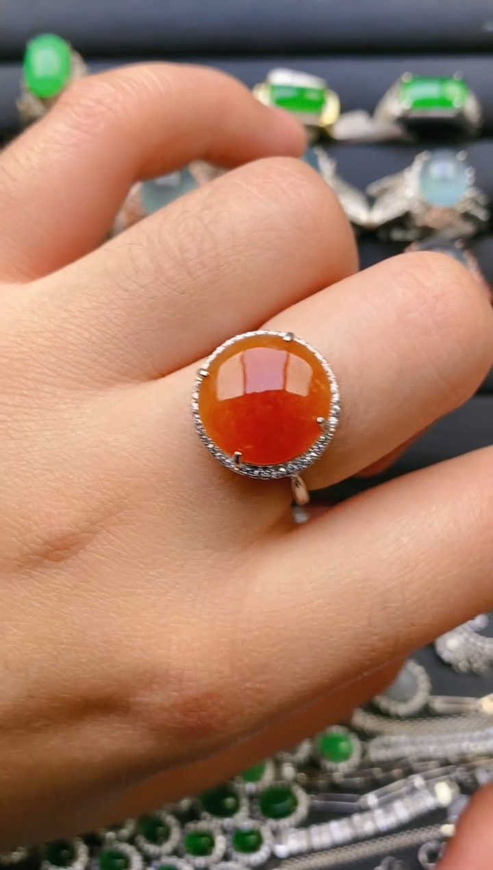 【闪购商品】翡翠戒指银S925镶嵌天然A货翡翠1