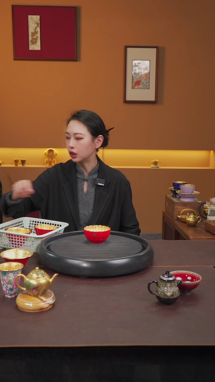 【闪购商品】杯【宜景窑中国红鎏金】盏尊