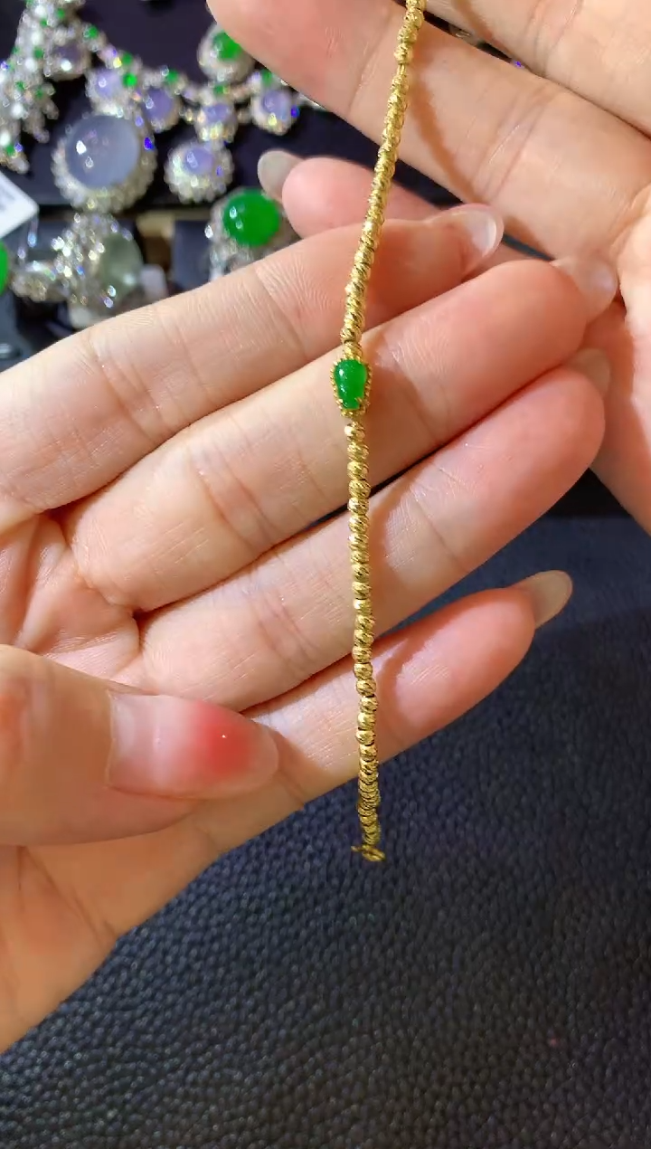【闪购商品】翡翠手链18K金镶嵌W40 翡翠