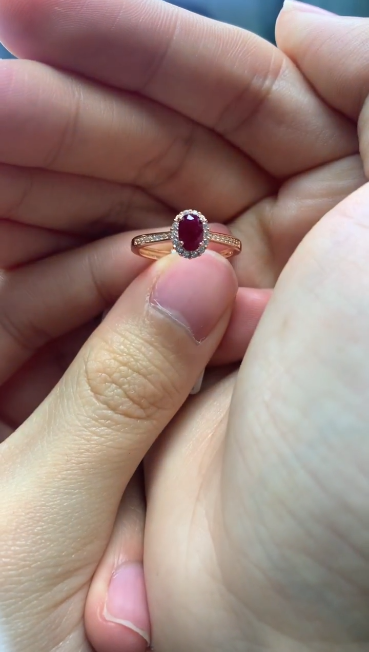 银S925镶嵌戒指红宝石J45-2