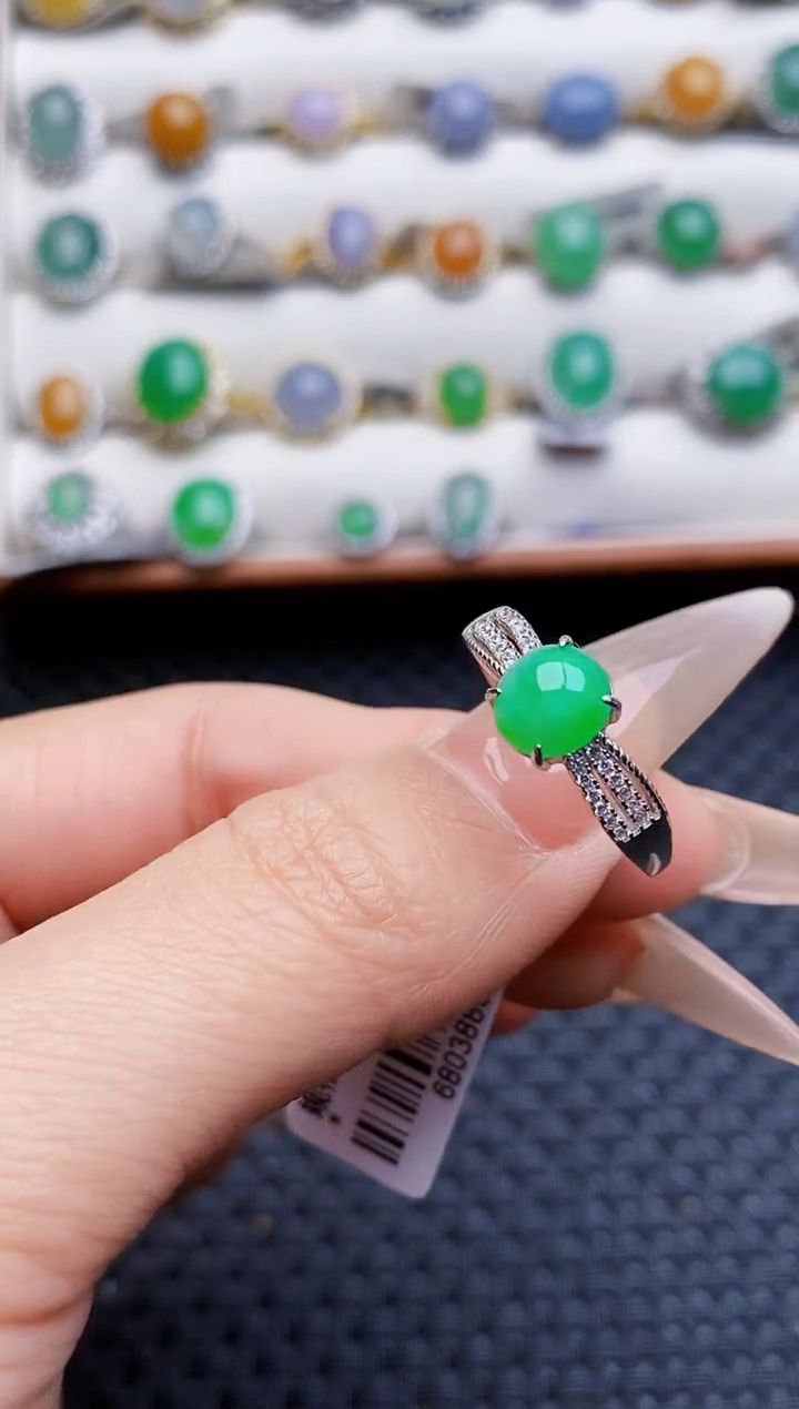 银S925镶嵌戒指翡翠3991