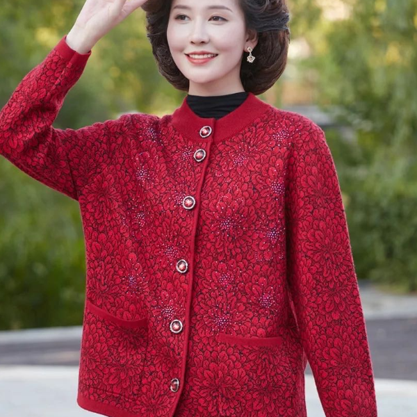 【羊毛】天山圆领奶奶开衫妈妈装（0506）