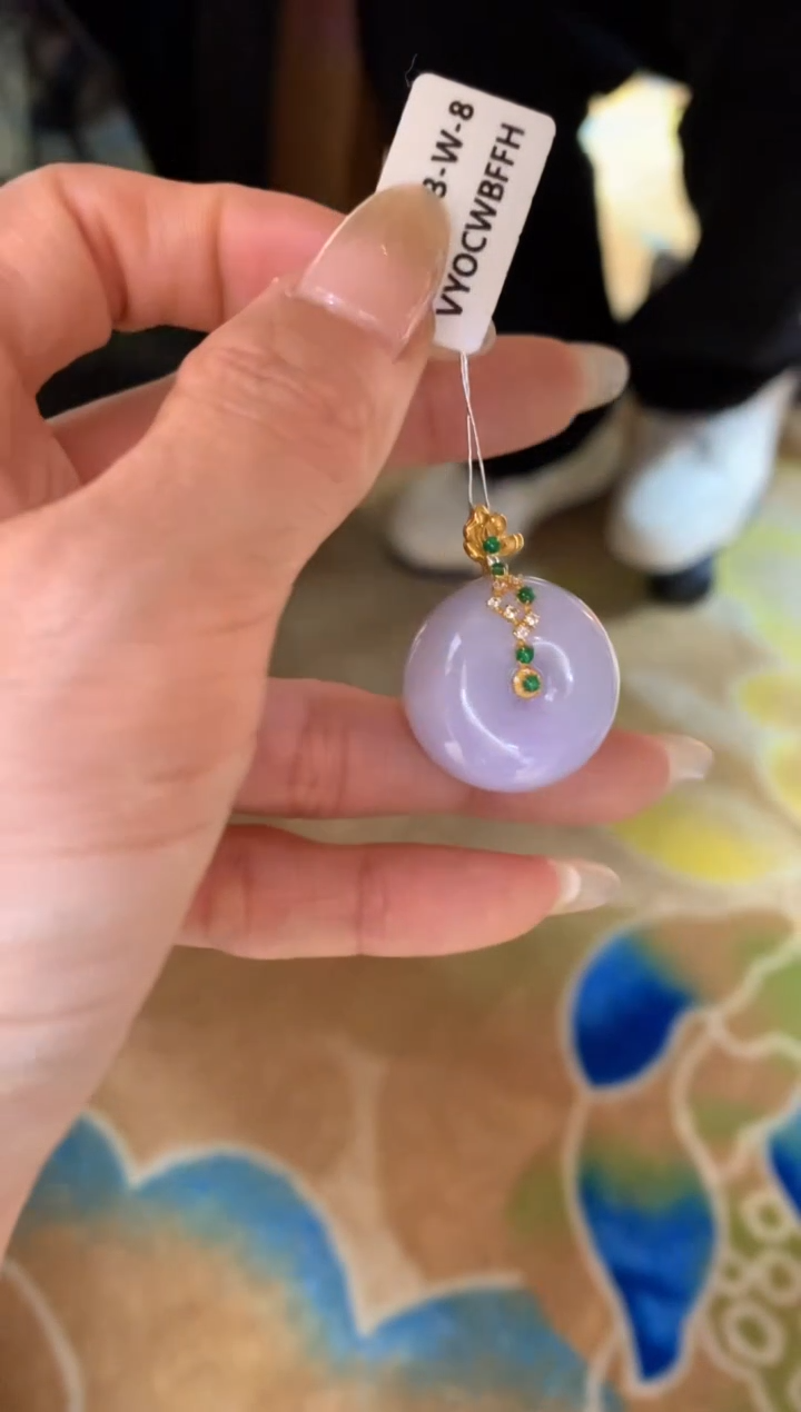 【闪购商品】翡翠颈饰18K金镶嵌平安扣