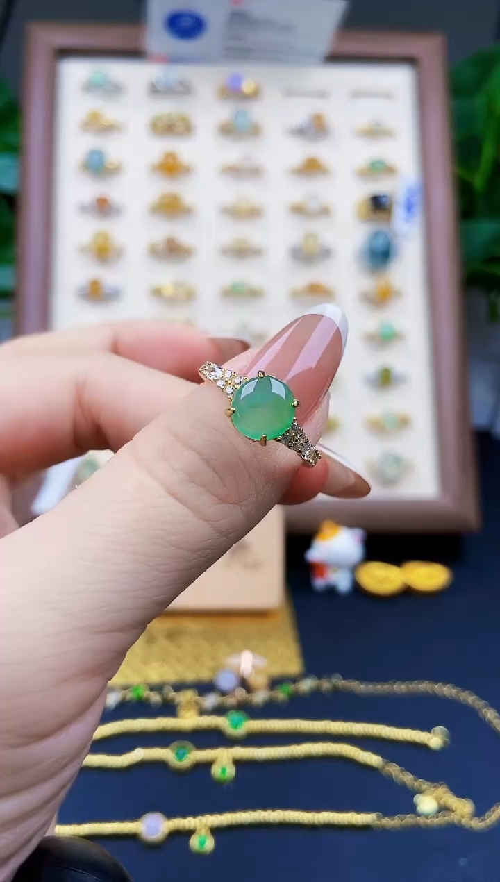 银S925镶嵌戒指翡翠12