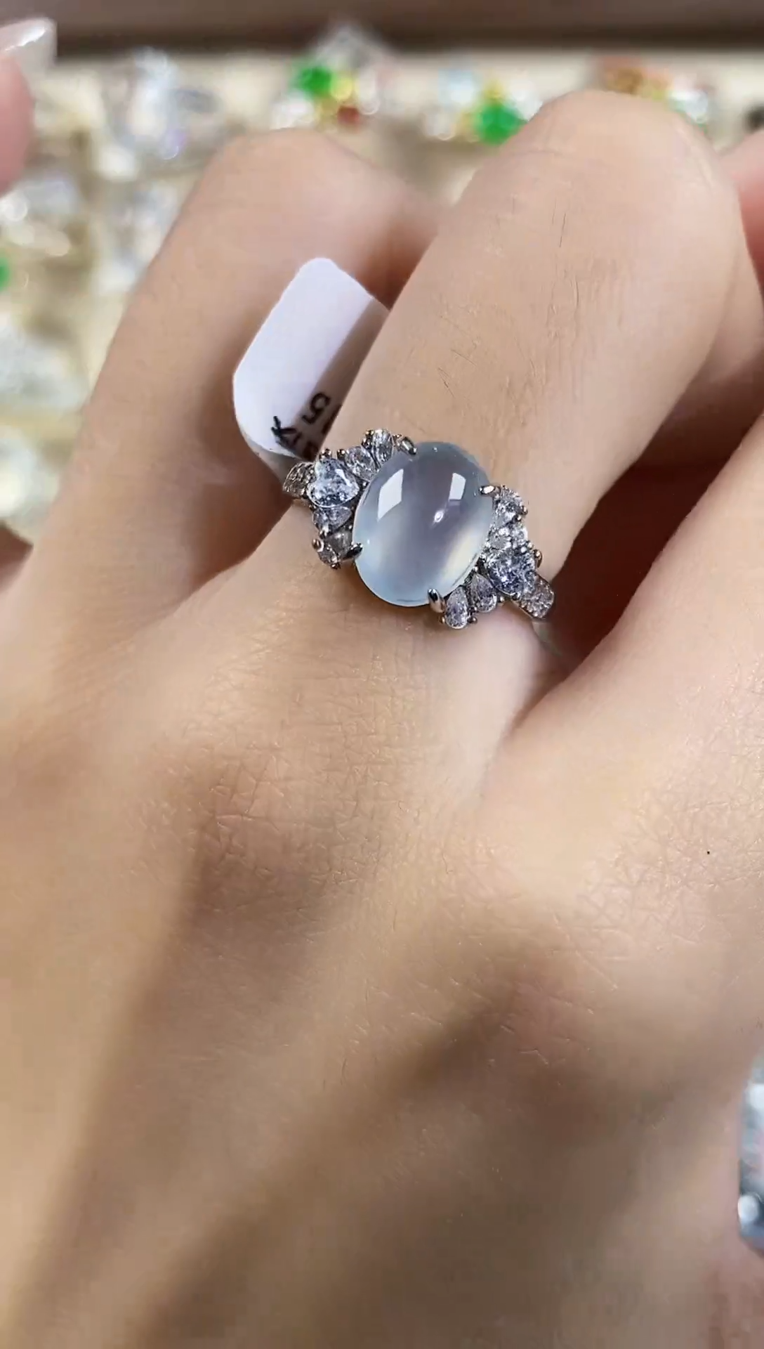 18K金镶嵌戒指翡翠天然A货翡翠149