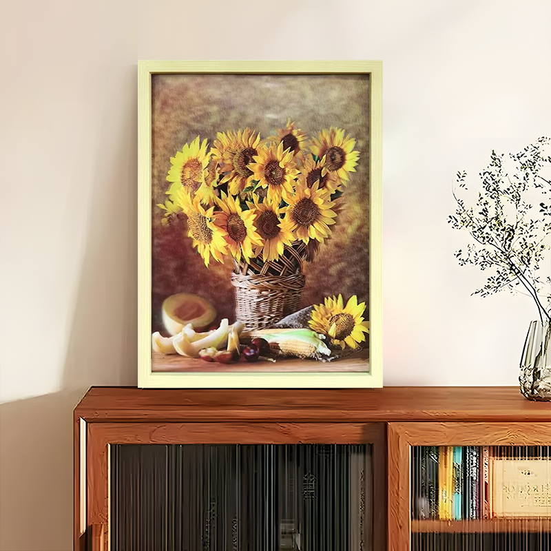 高清裸眼3D渐变立体装饰画 客厅背景墙餐厅饭厅挂画 向日葵3040