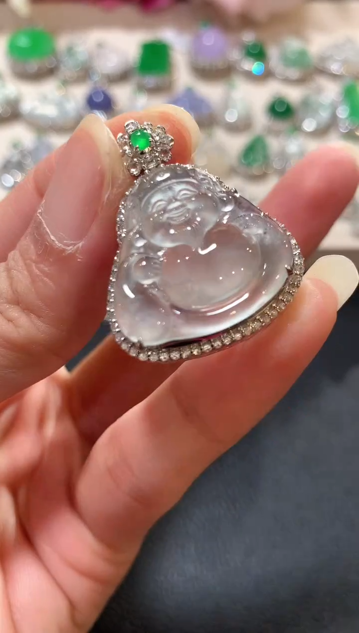 吊坠(不含链)18K金镶嵌翡翠z154  