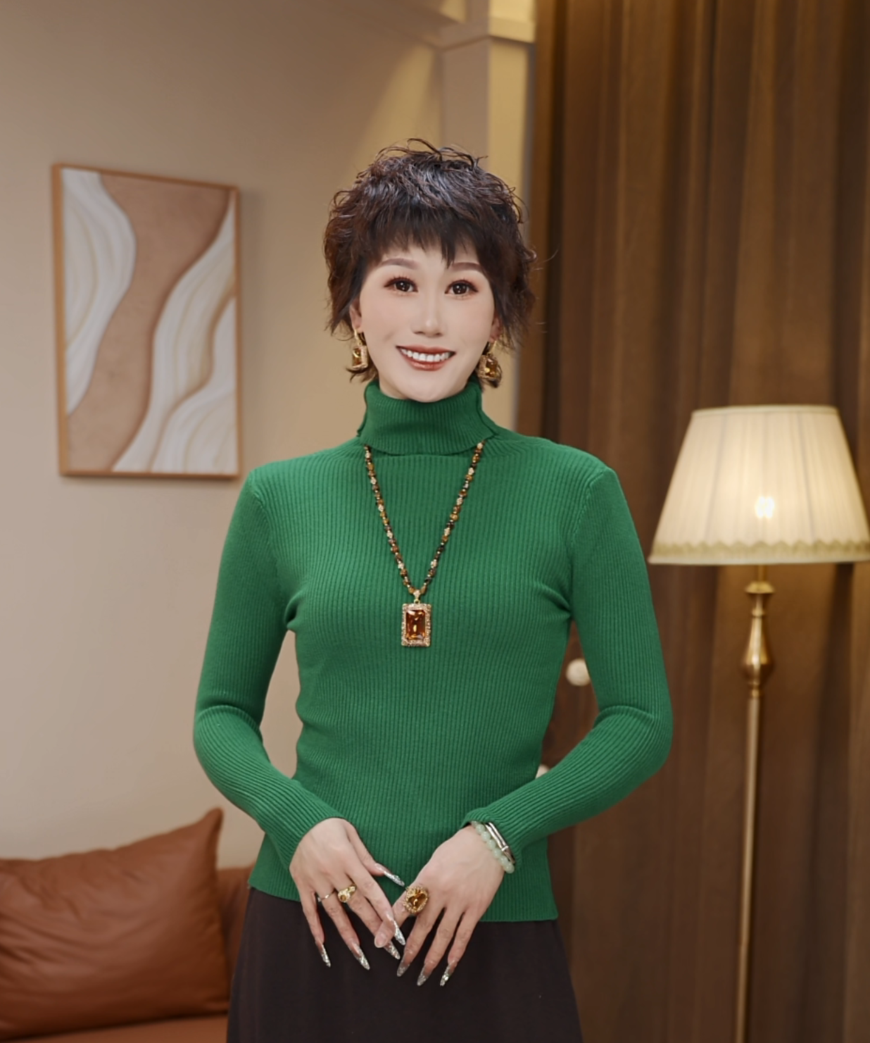 【打底衫】钟夫人-大码高领秋冬弹力打底衫