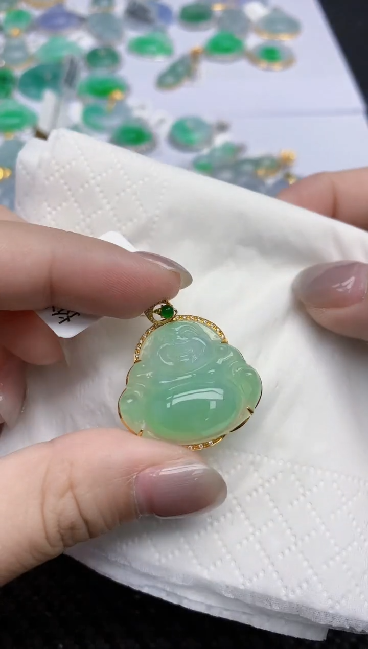 【闪购商品】翡翠颈饰18K金镶嵌天然翡翠A货