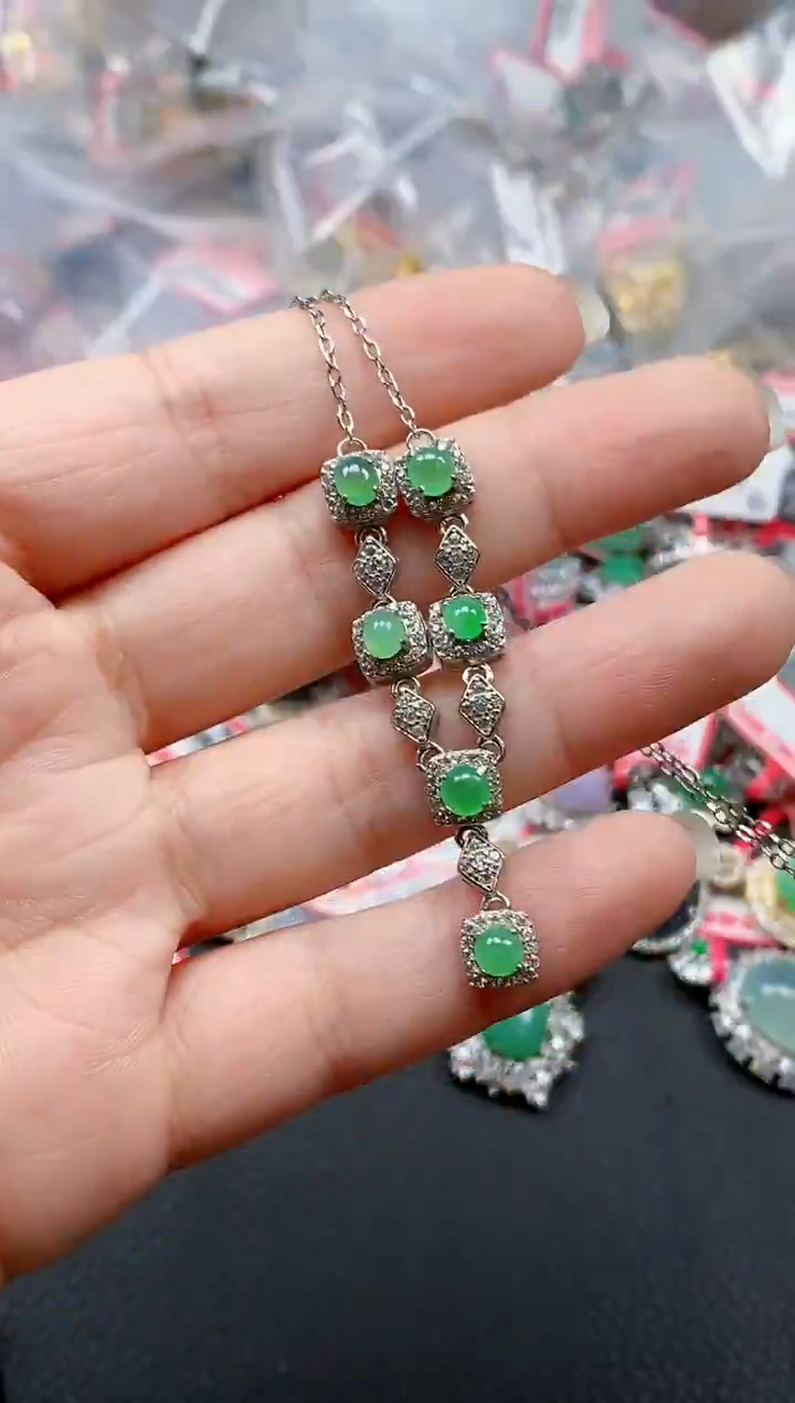 银S925镶嵌戒指翡翠天然A货缅甸翡翠