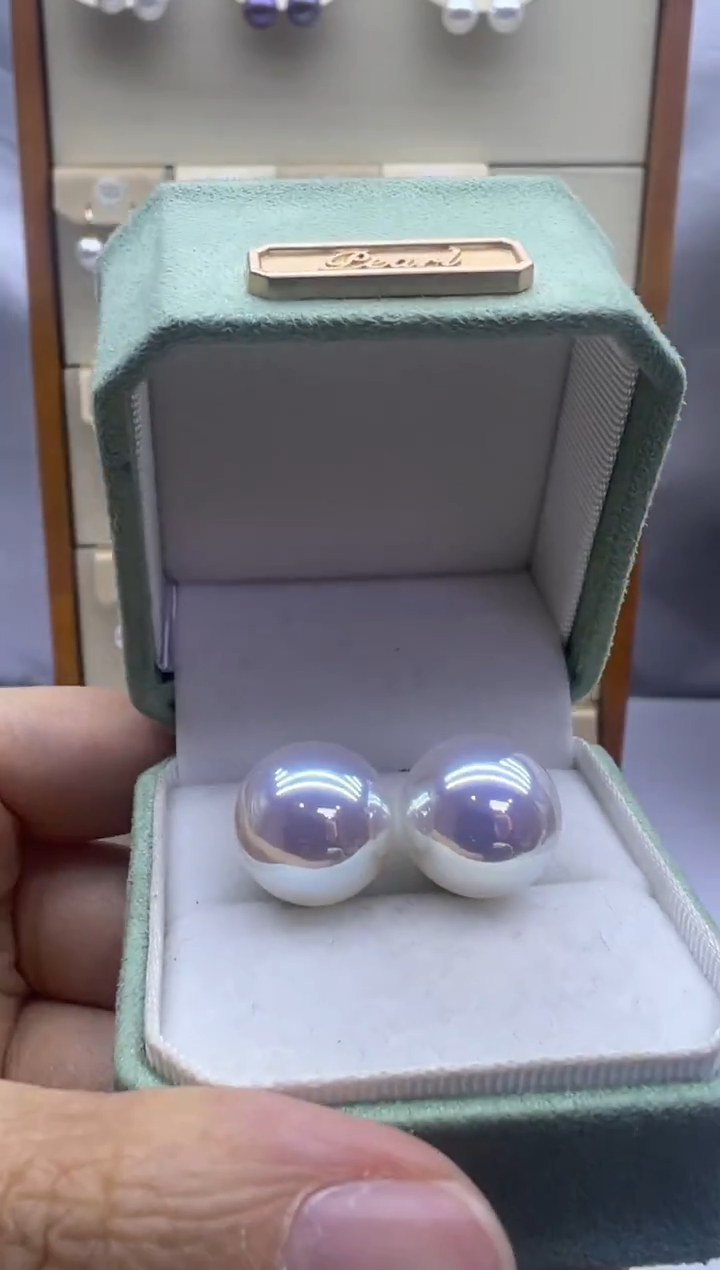 银S925镶嵌耳饰淡水珍珠大素订