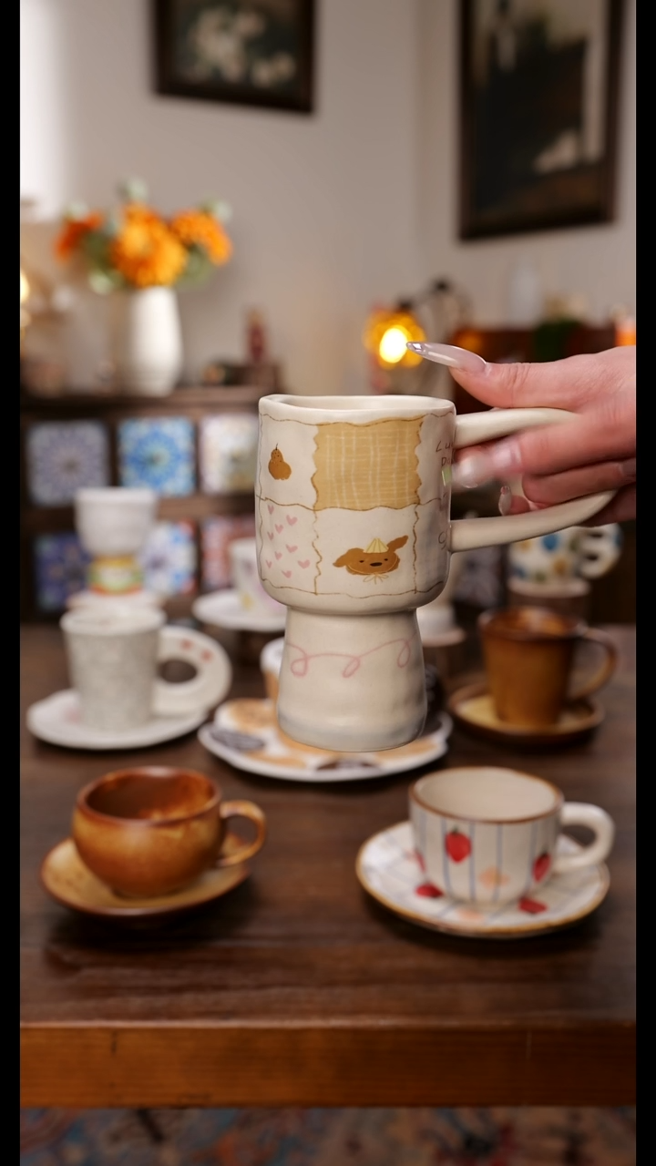 陶瓷便携款粗陶长柄杯