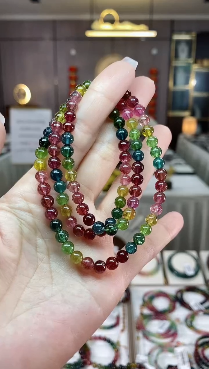 【闪购商品】碧玺三圈手串5mm+未镶嵌（多样性发一条）hon