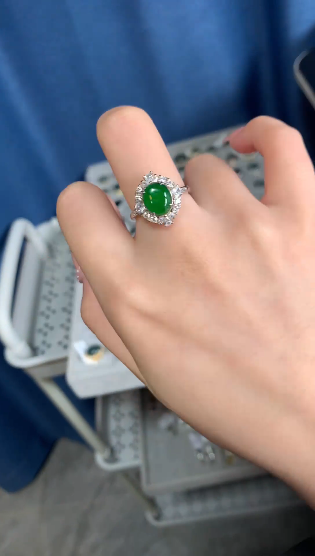 【闪购商品】翡翠戒指银S925镶嵌52142