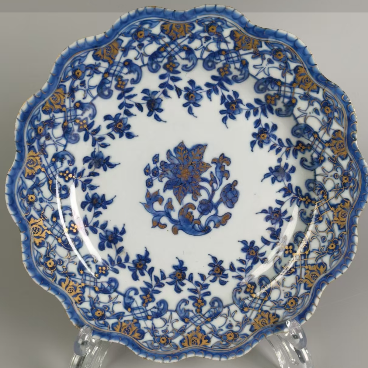 清 雍正 青花描金赏盘 XC-0085