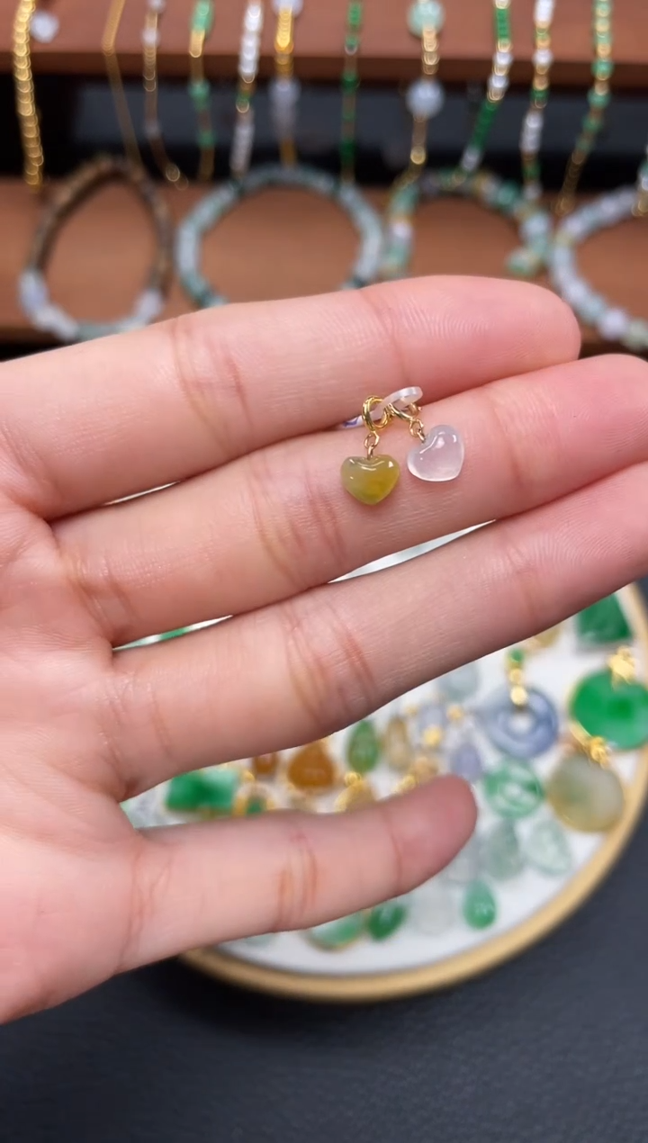 【闪购商品】翡翠吊坠(不含链)18K金镶嵌2个  JK326