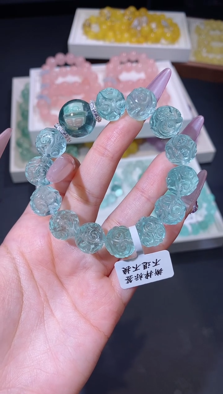 合金手链萤石129.13祥云绿萤石手串 多样性发其一