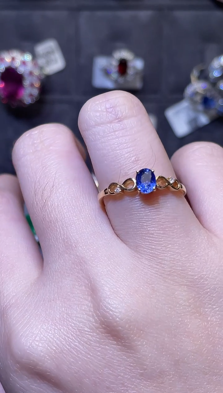 【闪购商品】蓝宝石戒指14K金镶嵌0.51ct