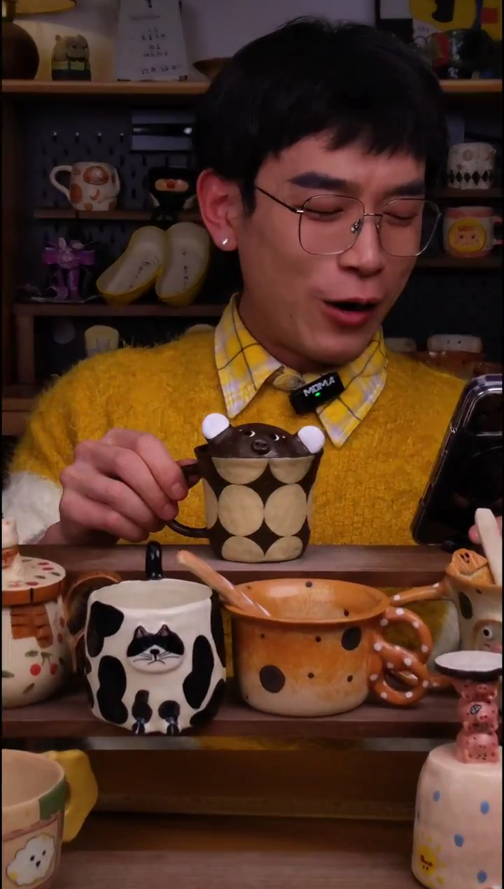 杯子陶景德镇可爱设计师款陶瓷（带盖杯）