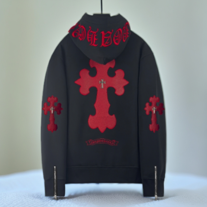 【6111】加绒加厚重工洗水贴皮绣连帽卫衣拉链外套（男女同款）