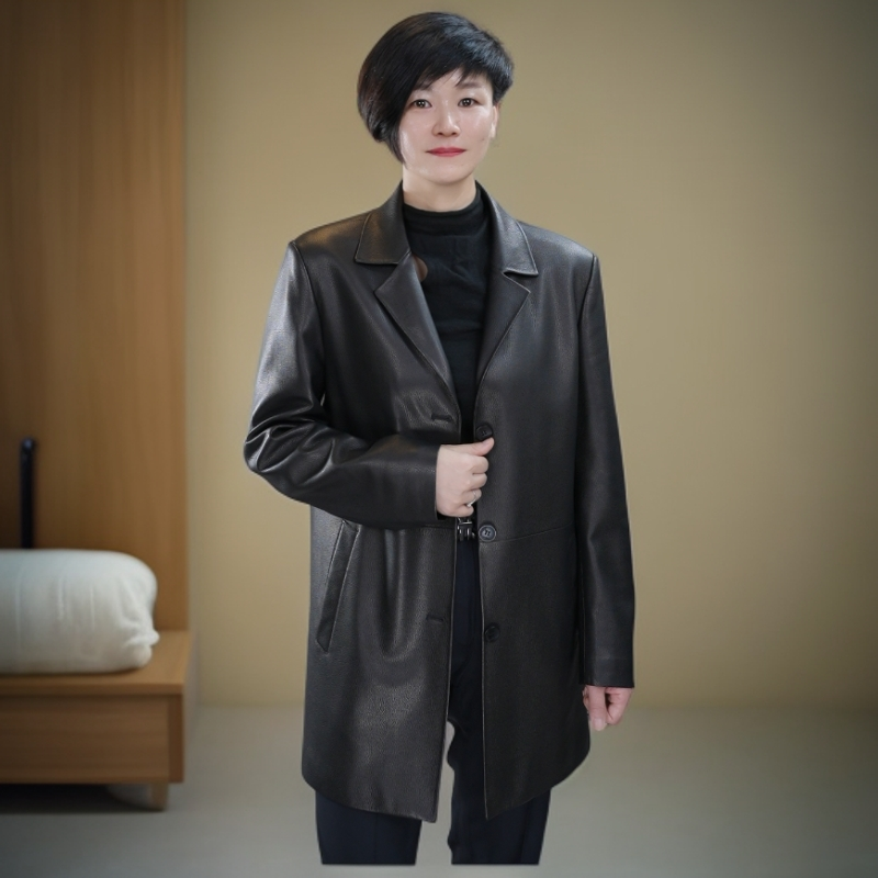 中长款山羊皮西装高档男士透气锁温