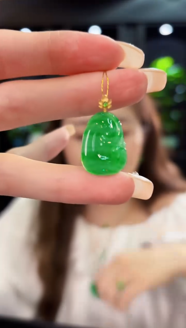 翡翠18K金镶嵌颈饰 缅料A货/支持复检/一件