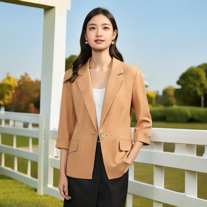 显瘦气质休闲薄款西服简约修身设计师韩版秋季西装春秋短款时尚