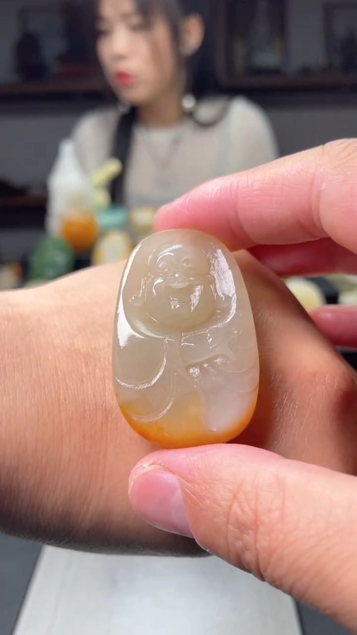 和田玉未镶嵌挂件弥勒佛
