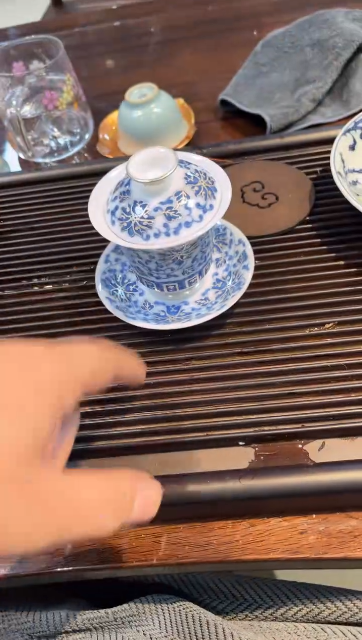 缠枝莲冰种盖碗茶具茶具
