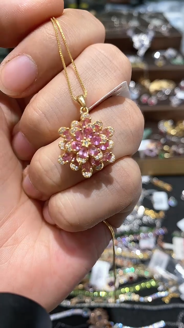 【闪购商品】彩色蓝宝石吊坠(赠链)银S925镶嵌吊坠