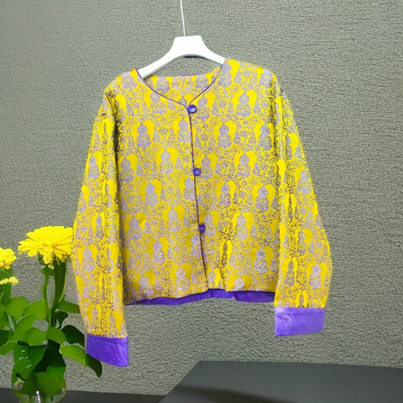 常规圆领提花薄款上衣宽松百搭休闲短款洋气春季春夏夏季0503秋季