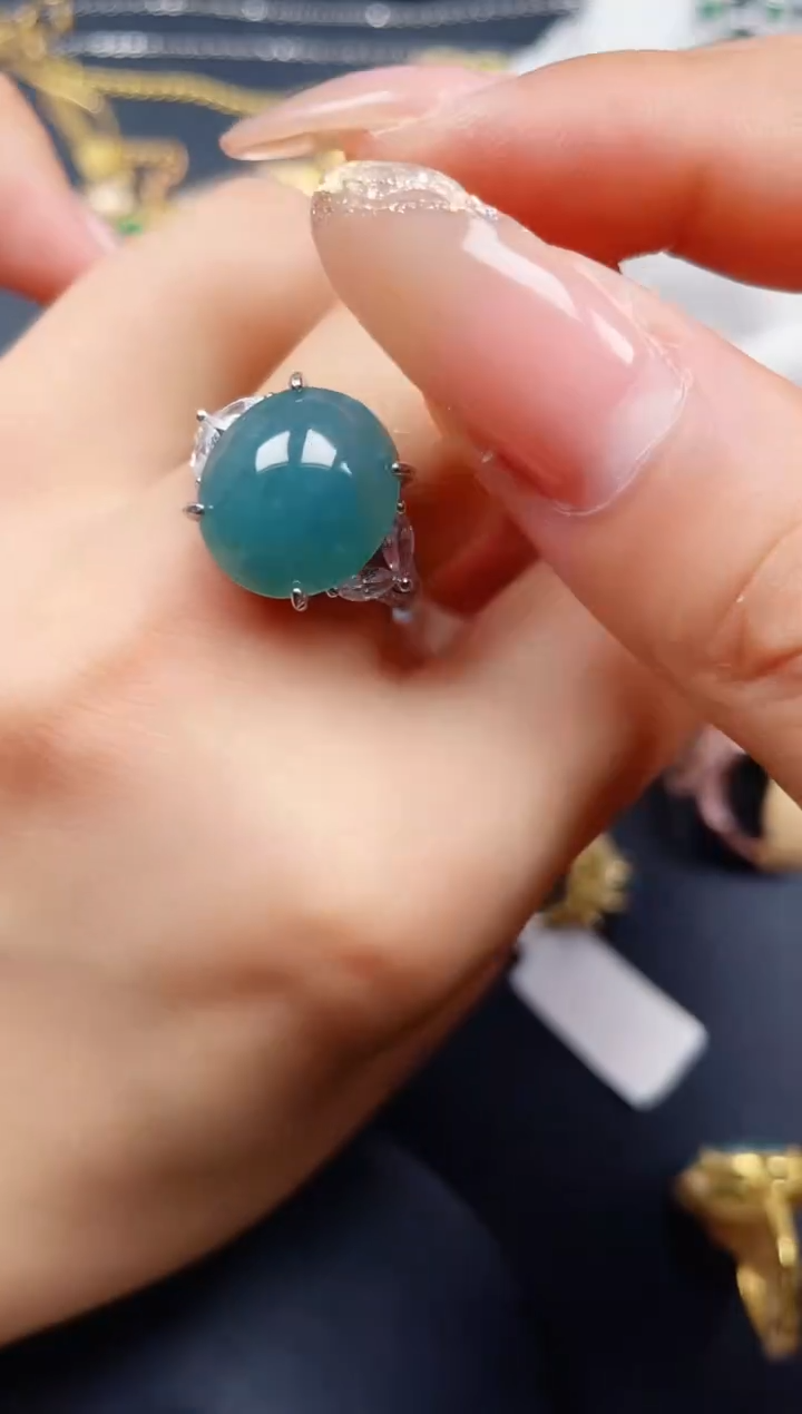 翡翠戒指银S925镶嵌432432