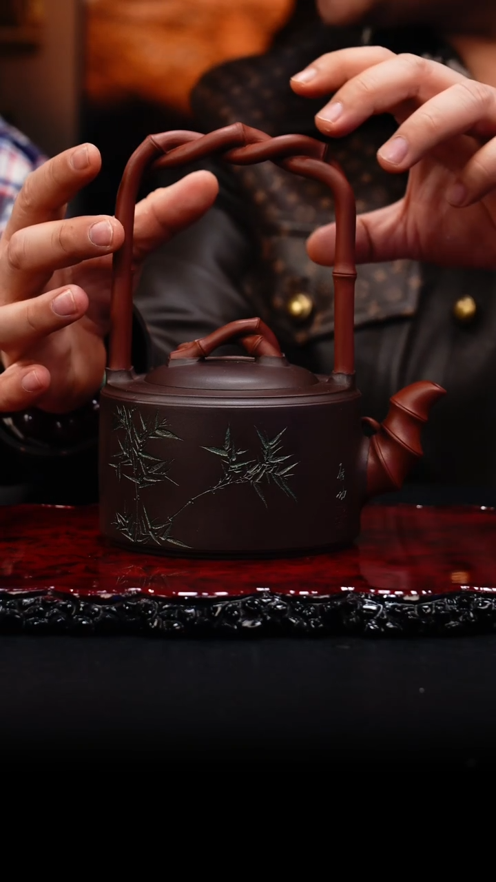 【闪购商品】紫砂茶壶20 一捆竹提梁,ZJC,紫泥双色