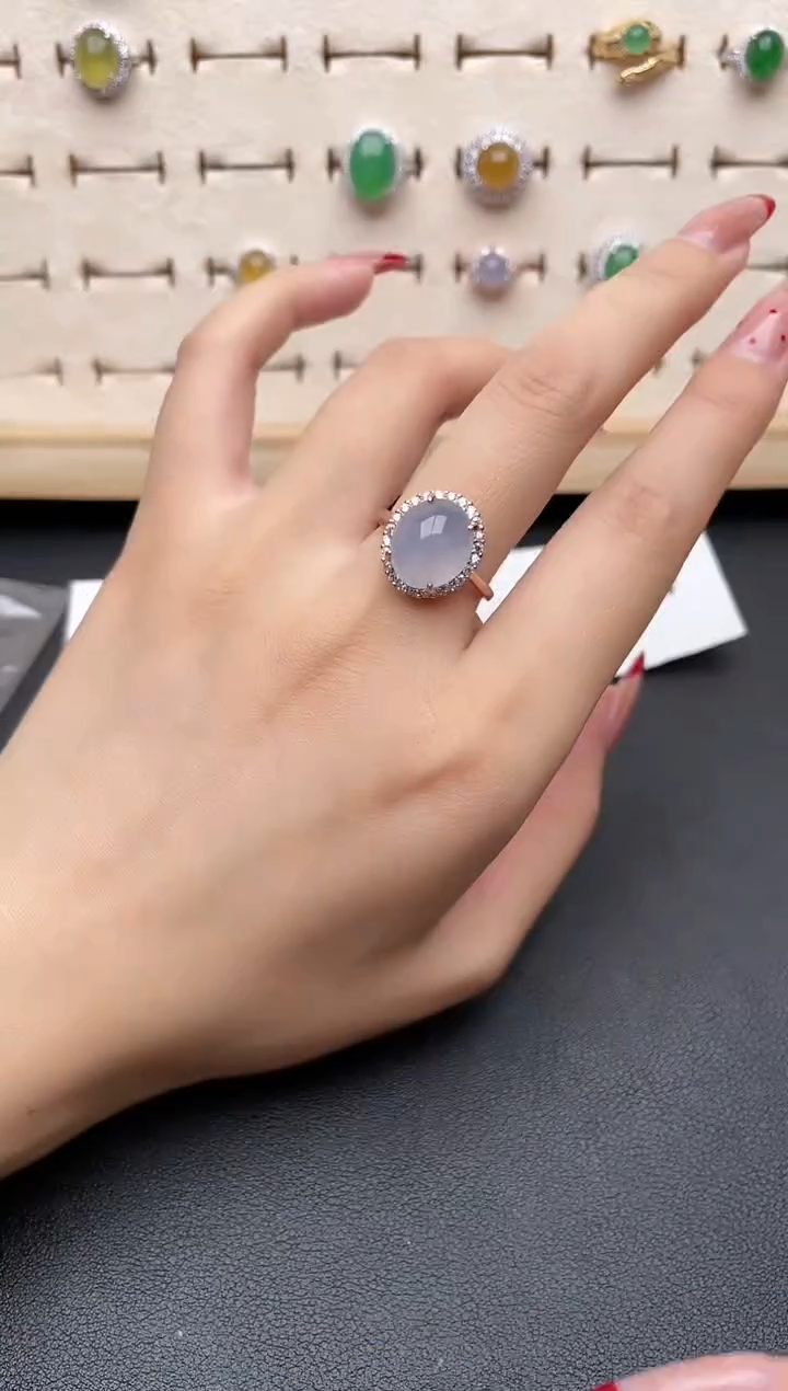 【闪购商品】翡翠戒指银S925镶嵌一物一证一礼盒