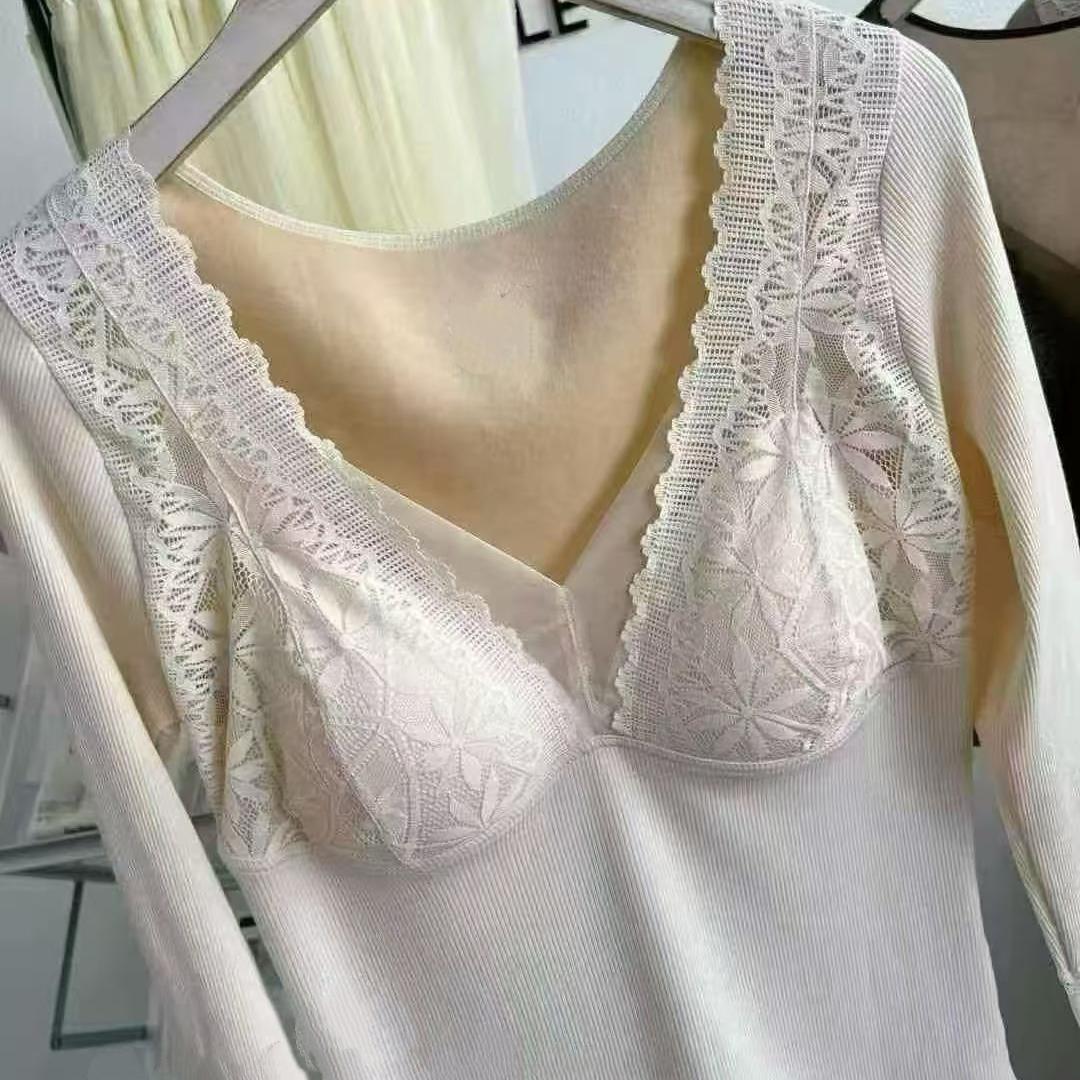 单件加绒蕾丝上衣
