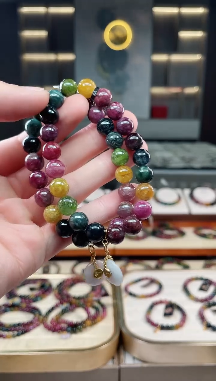 未镶嵌老矿碧玺单圈手串9mm+碧玺多样性发一条xion