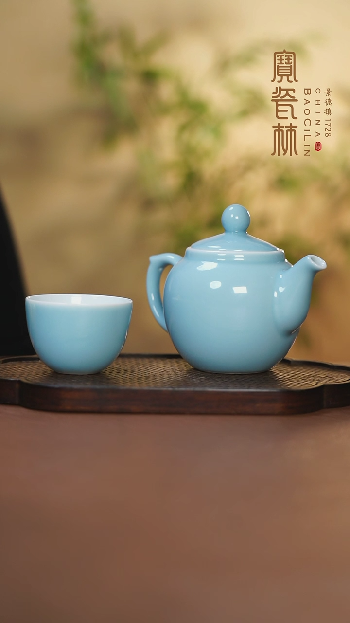 【闪购商品】天青圆珠壶一壶两杯罗汉杯