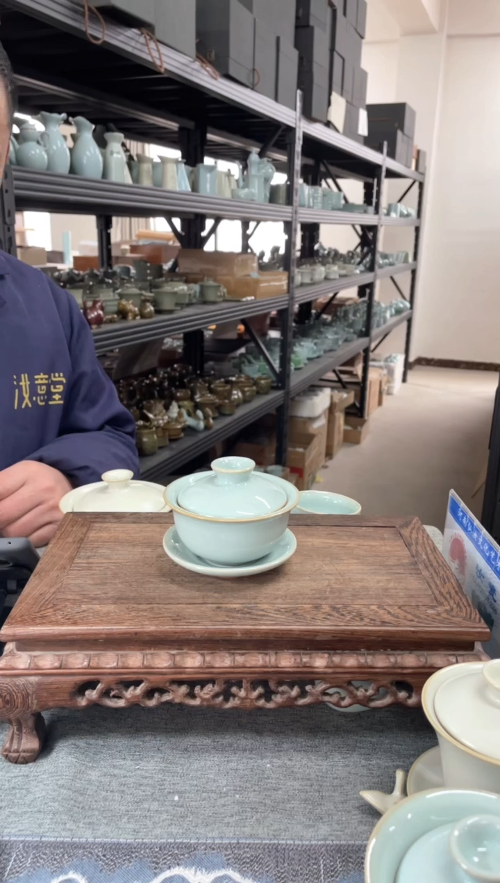 【闪购商品】瓷片天青 小元宝盖碗