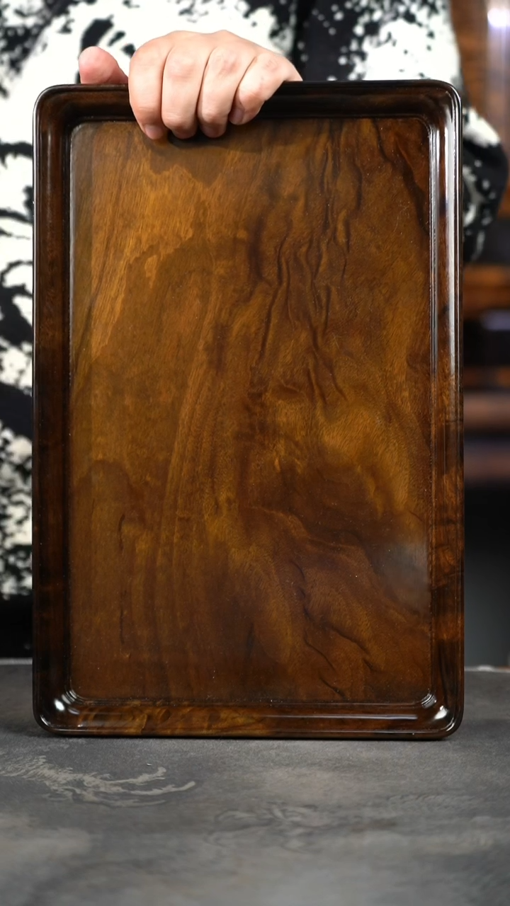 【闪购商品】金丝楠木雕694号阴沉满花精工榫卯文承盘